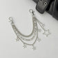 Star Chain Bag Charm with Layered Silver Tone Chains Clips and Hanging Star Pendants