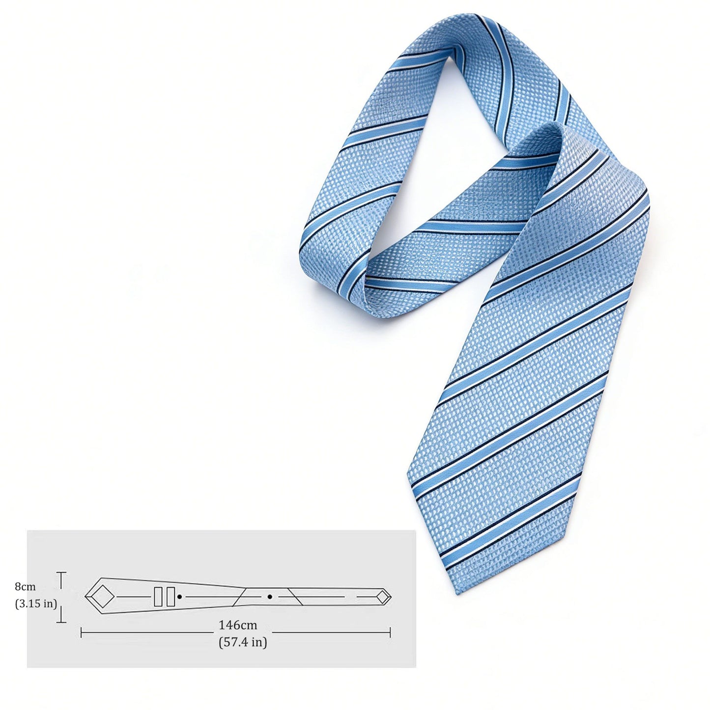 Men's Polyester Filament Tie with Striped Texture - Formal/Casual Necktie for Business, Weddings & Daily Wear