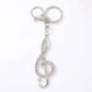 2pc Treble Clef Rhinestone Keychain Bag Charm with Lobster Clasp and Key Ring