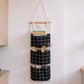Hanging Wall Organizer with Three Pockets and Black Grid Pattern 22.5x7.8 in