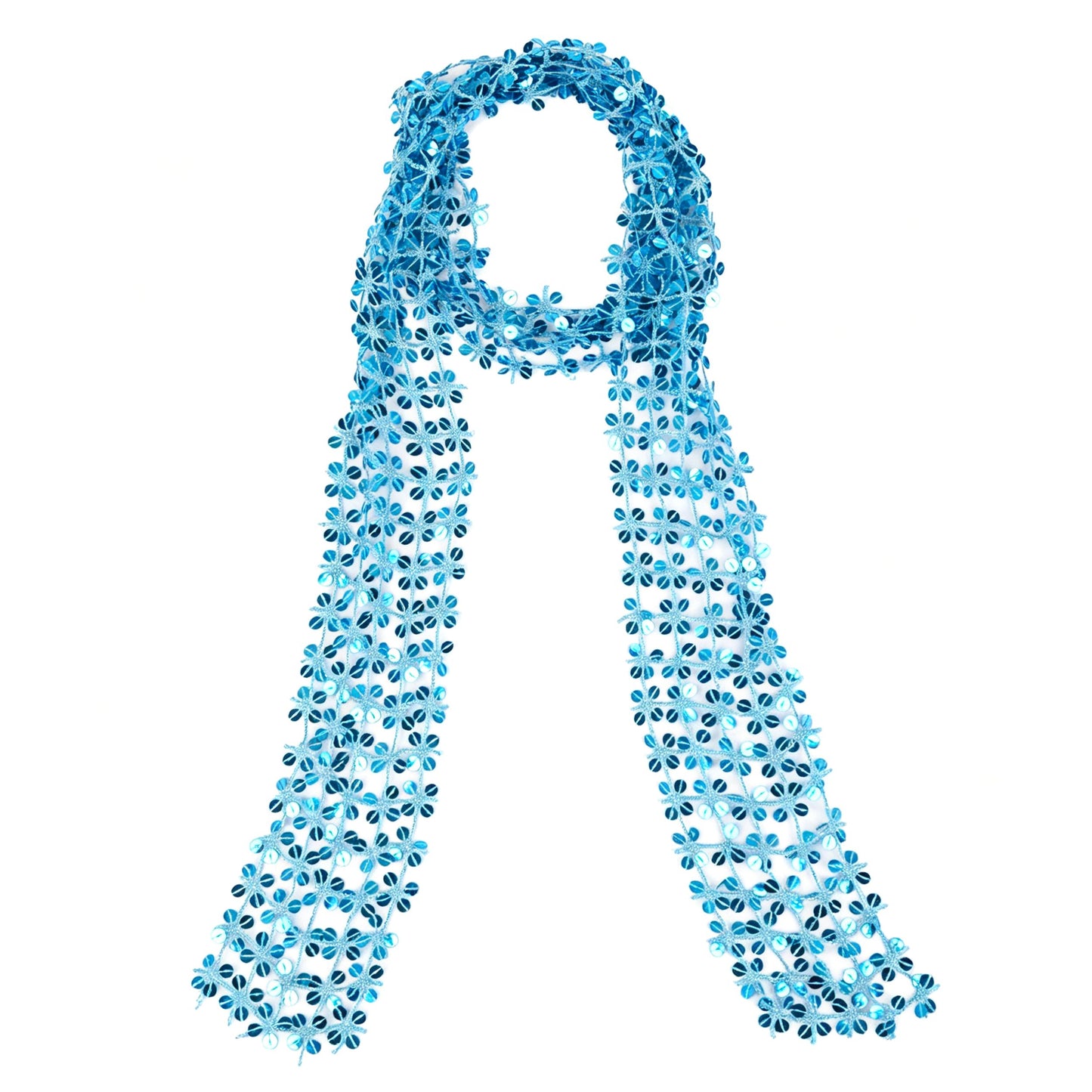 Sequin Floral Skinny Scarf Mesh Neck Wrap
