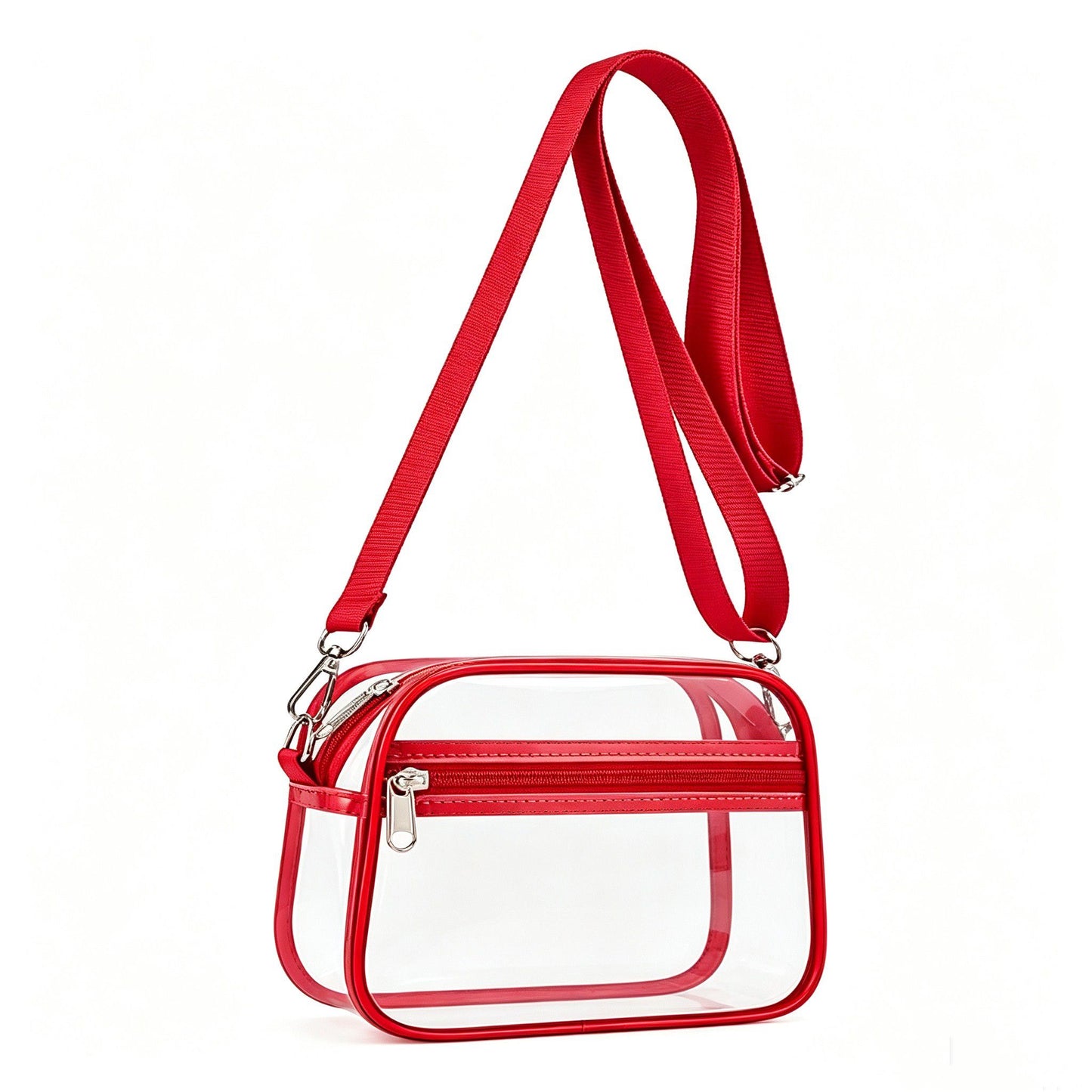 Clear Stadium Crossbody Bag with Front Zipper Pocket, Adjustable Strap and Medium Transparent Design