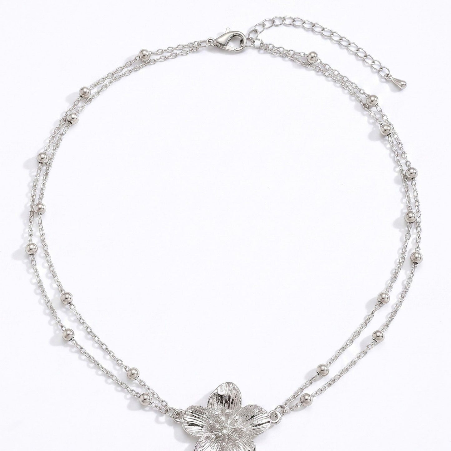 Single Floral Layered Beaded Metal Waist Chain Adjustable Minimalist Statement Waist Jewelry 43.3in