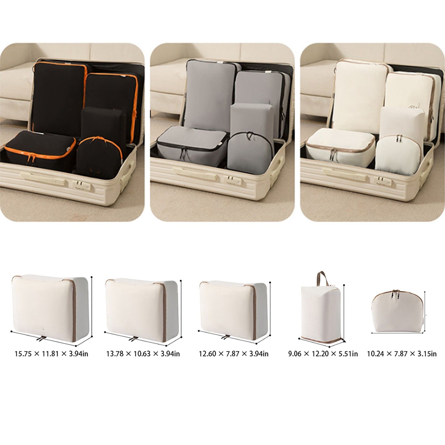 Travel Packing Cube Set Lightweight Zipper Storage Bags Luggage Organizer Multi Size Clothing Packing Set