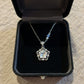 Women's Star Flower Pendant Necklace with Crystal Center Stone and Accent Gem Detailing