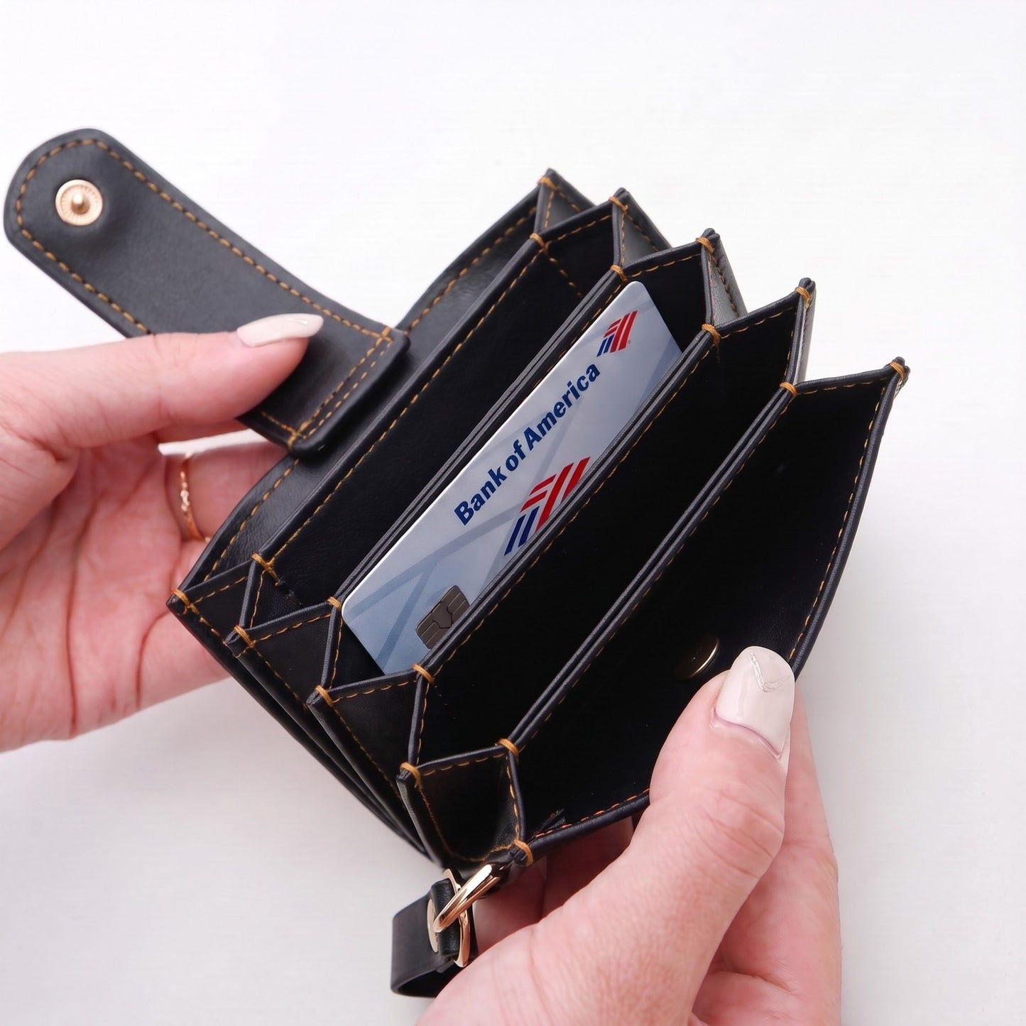 Woven Card Holder Wallet with Rose Accent and Loop Strap