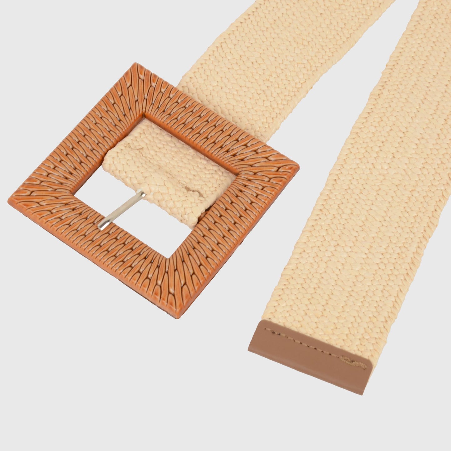Stylish Straw Belt with Woven Buckle