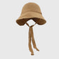Women's Knit Straw Bucket Hat with Chin Strap