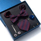 Men's Micro Grid Pattern Bow Tie Gift Set Pre-Tied Bowtie Pocket Square Cufflinks Tie Clip Formal Accessory Set