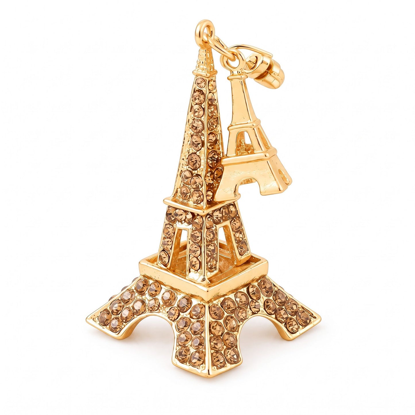 Eiffel Tower Crystal Keychain Bag Charm with Lobster Clasp and Key Ring