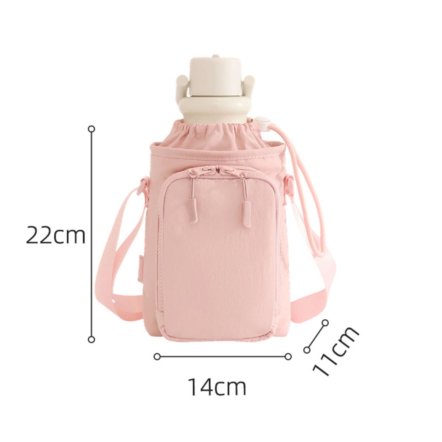 Water Bottle Carrier Bag with Phone Pocket Adjustable Crossbody Strap for Walking Travel