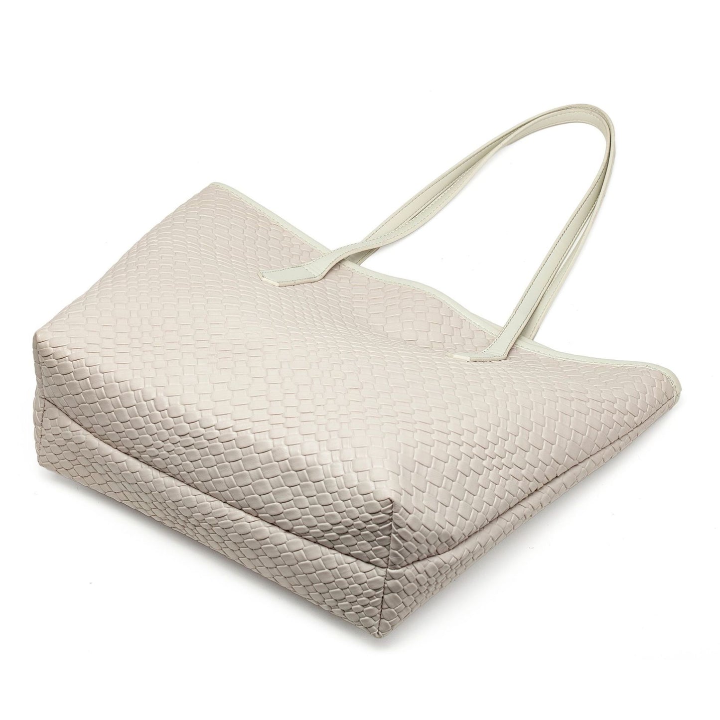 Woven Tote Bag Large Shoulder Handbag with Zipper Closure and Interior Pocket