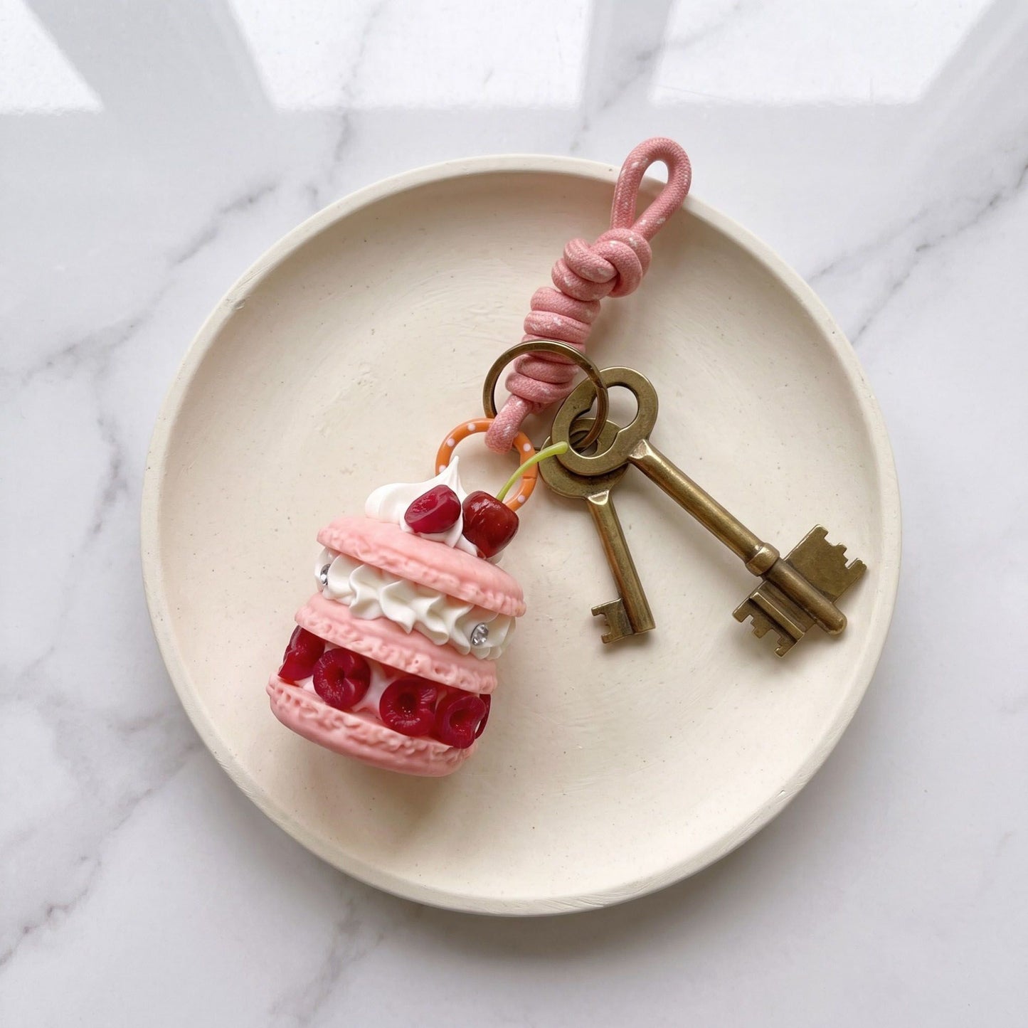 Bag Charm with Hanging Loop and Decorative Dessert Accent
