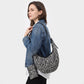 Crescent Hobo Shoulder Bag with Detachable Zip Pouch and Adjustable Strap