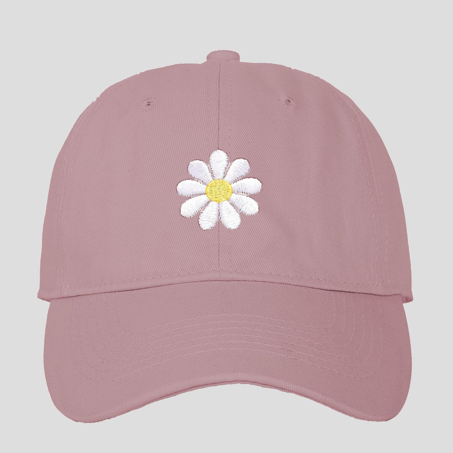 Women's Baseball Cap Stylish Solid Color with Daisy Embroidery