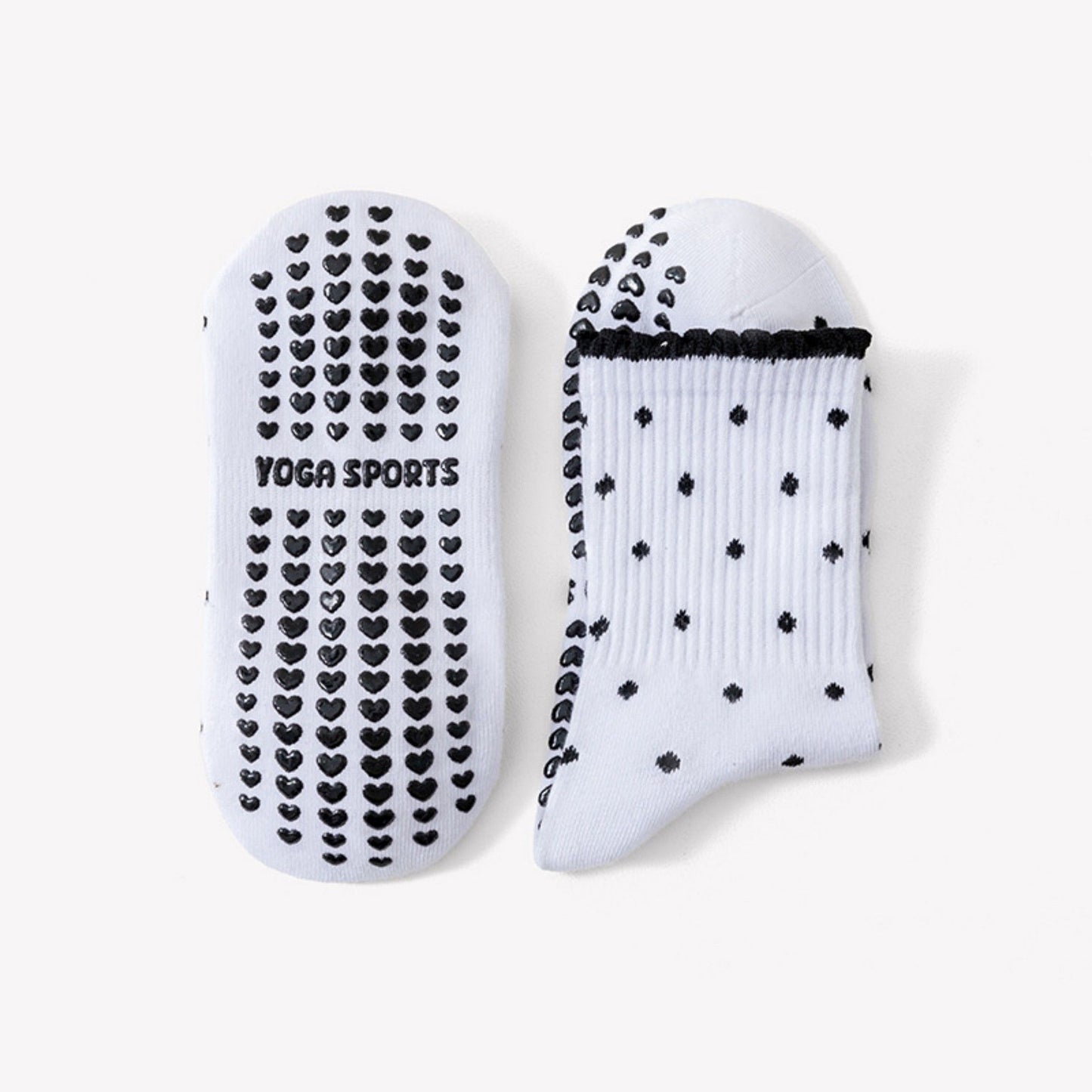 Non Slip Grip Crew Socks 3 Pair Pack Polka Dot Ruffle Cuff