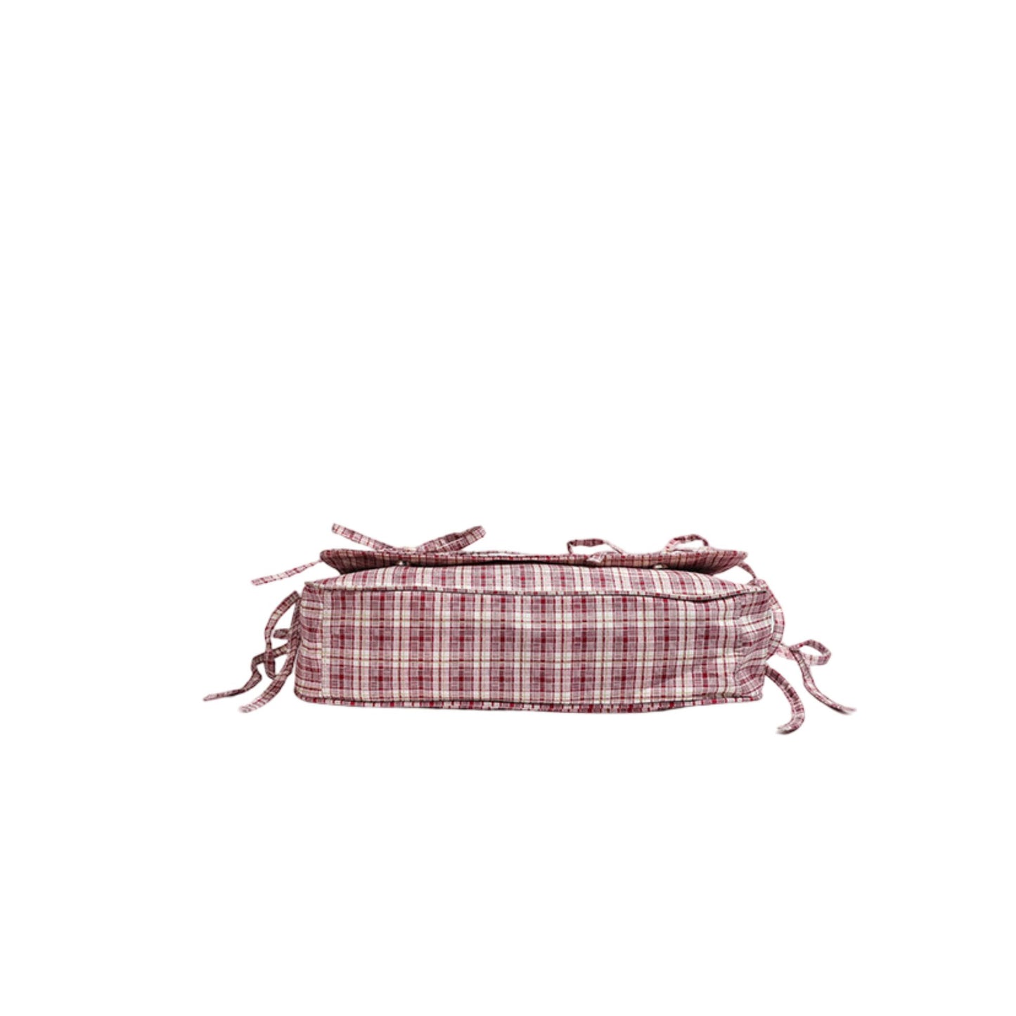 Plaid Shoulder Bag with Ruched Strap and Bow Detail