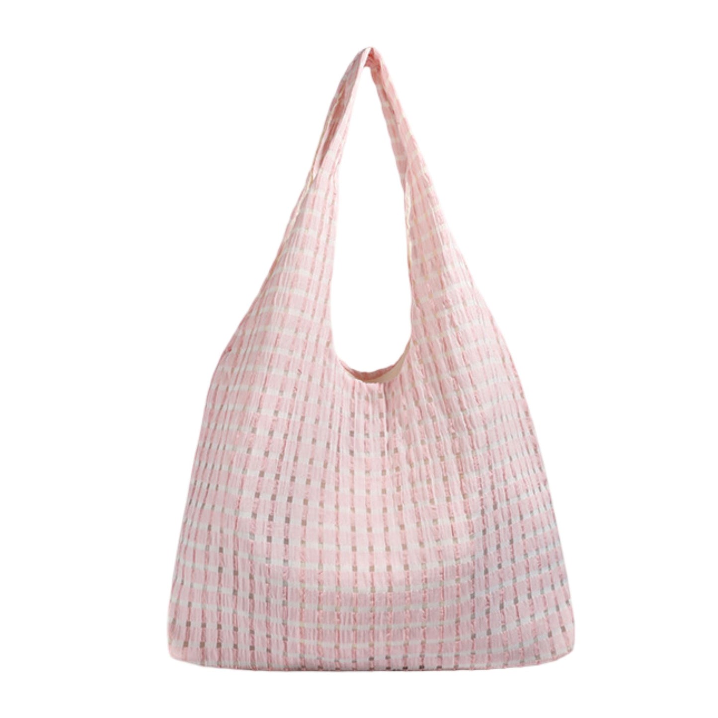 Plaid Hobo Tote Bag with Soft Slouchy Shape and Shoulder Handle