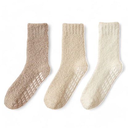 Women's 3-Pack Anti-Slip Fuzzy Grip Socks for Cozy Indoor Comfort