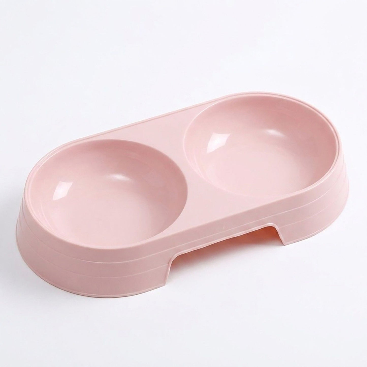 Plastic Double Pet Bowl with Raised Base for Food and Water