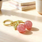 Cherry Charm Keychain with Glitter Fruit Pendant Gold Tone Clip and Key Ring Bag Accessory