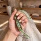 Pea Pod Bag Charm with Bead Detail and Loop Attachment