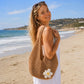 Flower Detail Woven Tote Bag for Women - Lightweight Summer Shoulder Bag for Vacation