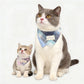 Pet Bandana Collar Soft Adjustable Plaid Scarf with Button Closure and Decorative Patch Design