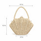 Shell Woven Top Handle Bag with Pearl Button and Detachable Chain Strap
