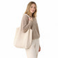 Soft Knit Hobo Tote Bag with Textured Shoulder Strap
