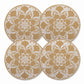 4 Piece Mandala Placemat Set Metallic PVC Heat Resistant Round Table Mats for Dining Table