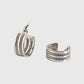 Women's Chain-Textured C-Hoop Earrings with 925 Silver Needles