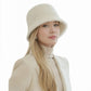 Faux Fur Bucket Hat with Pearl Trim Detail Soft Textured Finish and Structured Cozy Winter Headwear 22-22.8in