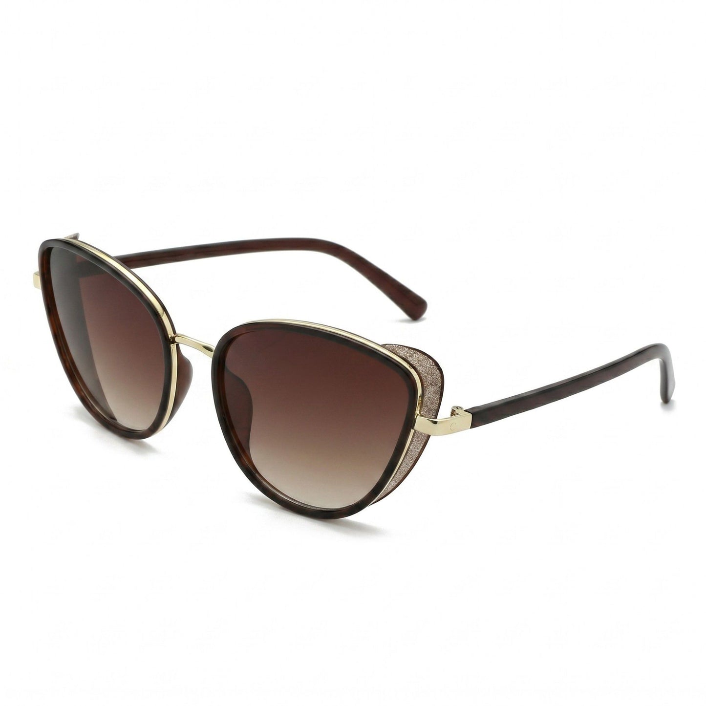 Cat Eye Oversized Round Sunglasses with Gradient Lens and Tortoise Frame