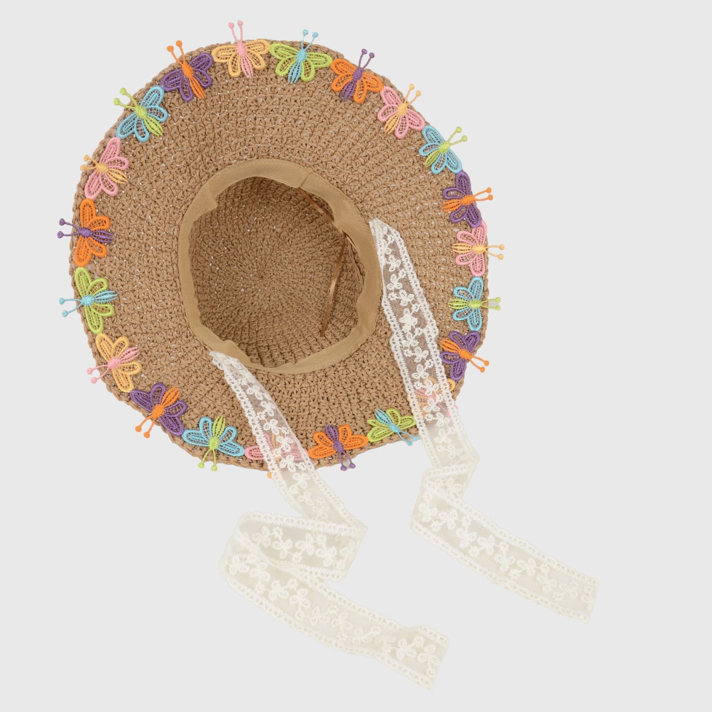 Colorful Butterfly - Embellished Straw Sun Hat