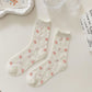 Sheer Floral Embroidered Ankle Socks with Ruffle Cuff 6Pk