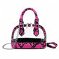 Clear PVC Mini Crossbody Satchel Bag with Print Trim and Chain Strap