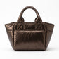 Padded Puffer Tote Bag with Rounded Top Handles and Exterior Front Pocket 13x6.5x4in