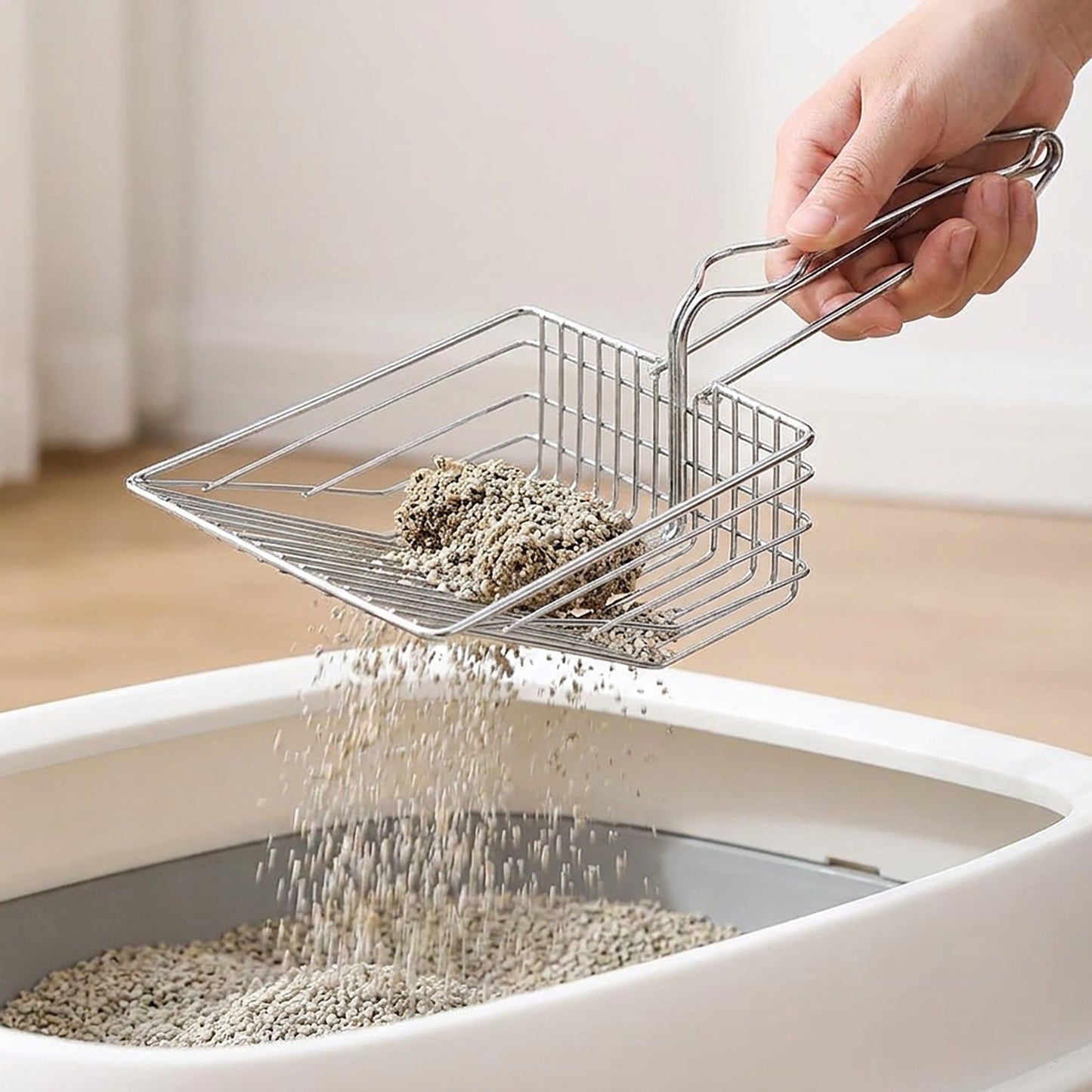 Stainless Steel Cat Litter Scoop - Heavy Duty Metal Sifter with Deep Shovel