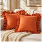 Velvet Ruffle Decorative Throw Pillow Cover Set of 2