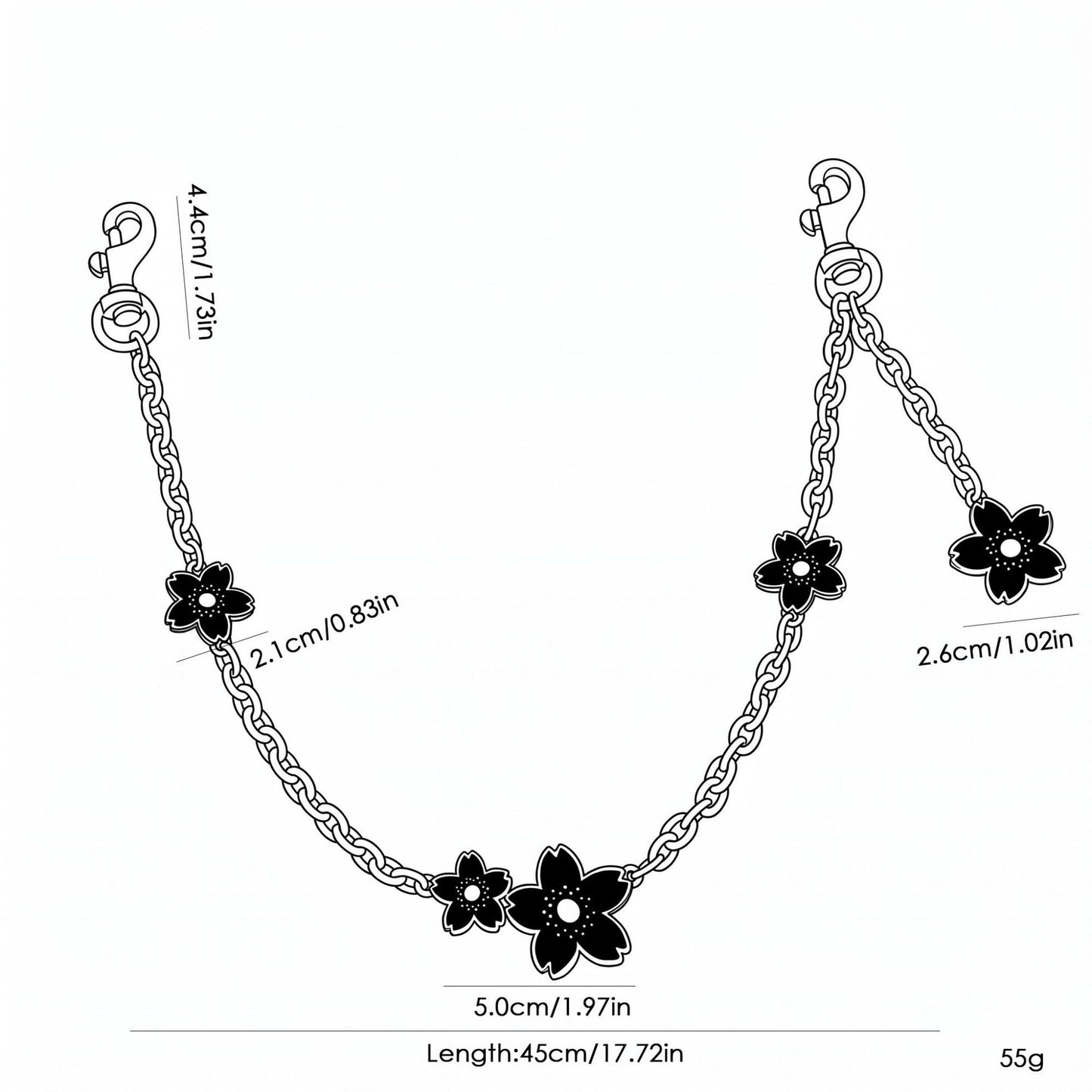 Decorative Floral Chain Bag Strap with Swivel Clasps