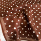 Polka Dot Satin Square Scarf with Contrasting Border Trim 27x27in