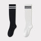 2-Pair Knee-High Athletic Compression Socks with Breathable Mesh and Stripe Design