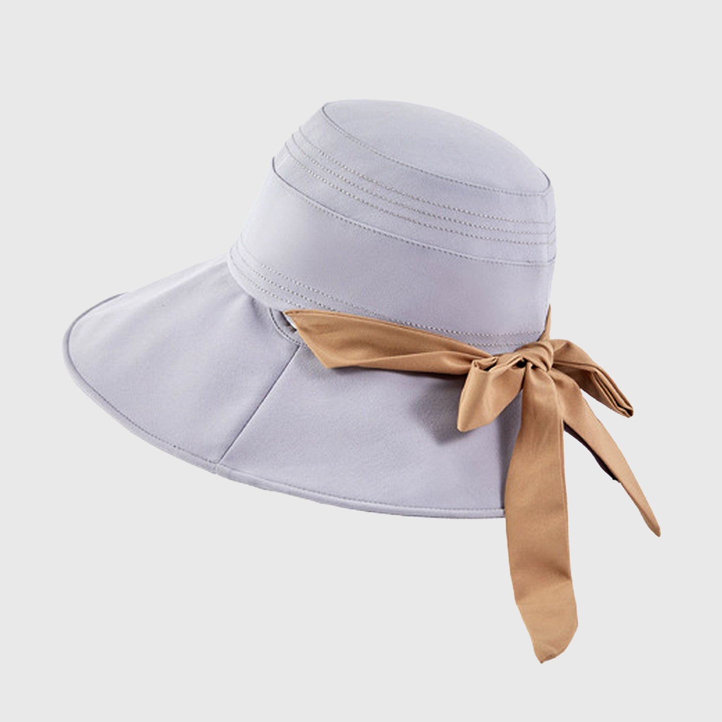 Foldable Wide - Brim Sun Hat with Bow Accent
