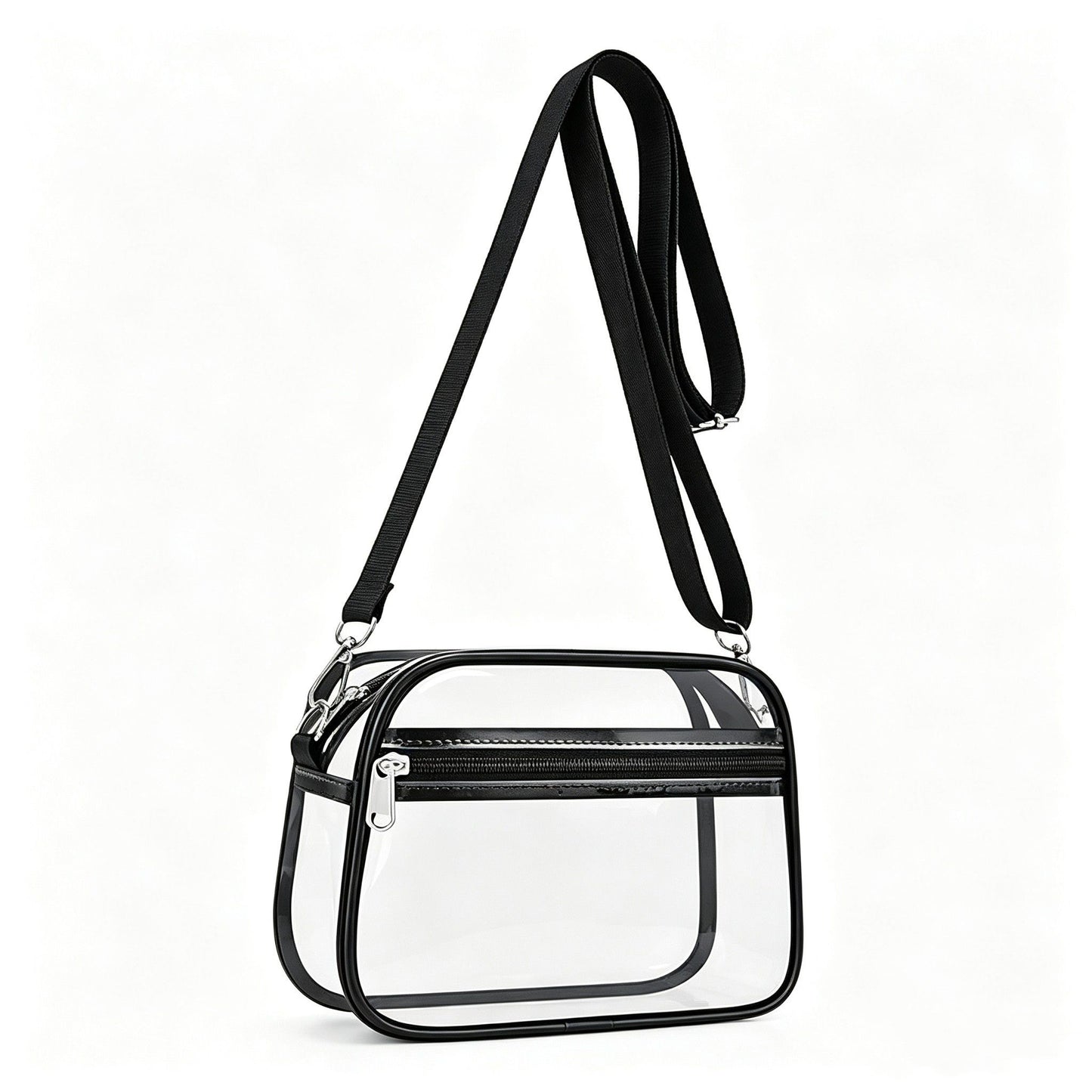 Clear Stadium Crossbody Bag with Front Zipper Pocket, Adjustable Strap and Medium Transparent Design