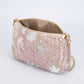 Floral Embroidered Sequin Shoulder Bag with Chain Strap Curved Silhouette