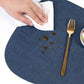6 Piece Faux Linen Textured Placemat Set Waterproof Heat Resistant Irregular Table Mats