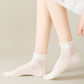 Ribbed Ankle Socks with Soft Ruffle Cuff Stretch Knit Fabric for Everyday Comfort 3-Pack