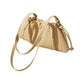 Woven Leather Shoulder Satchel with Ruched Top Detail Long Straps and Slouchy Shape