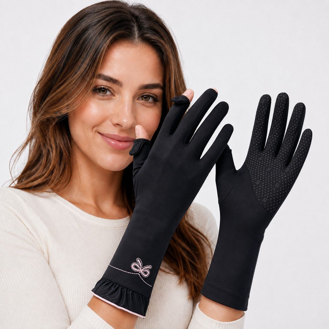 Long Cuff Fingerless Sun Protection Cycling Gloves